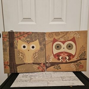 2010 Sapna Forest Owl Canvas Prints - Set of 2 - 12x12